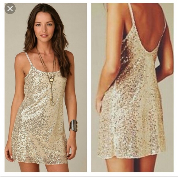 Free People Dresses & Skirts - NWT Free People Gold Sequin Slip